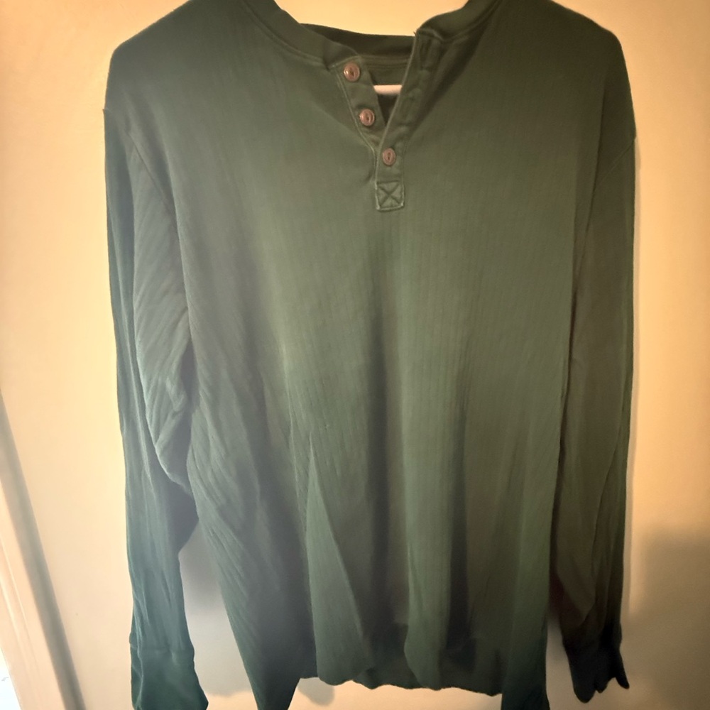 Green Long Sleeve Henley Shirt